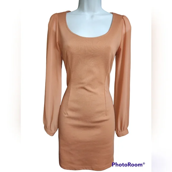 green emerald velvet dress Forever 21 Bodycon Long-Sleeve Dress Brown Small at Amazon Women's Clothing  store main image 0